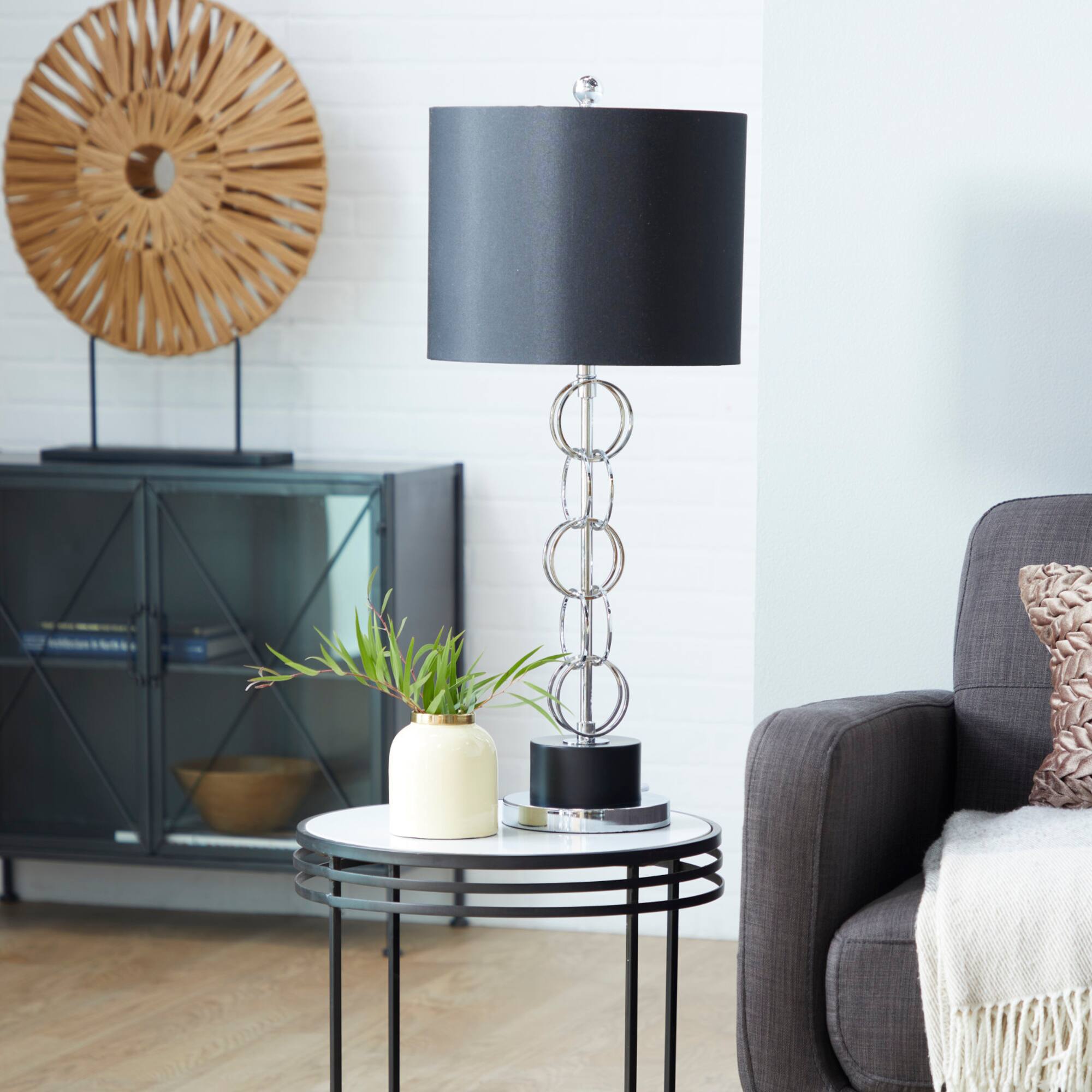 Black Polystone Contemporary Accent Lamp, 13" x 13" x 30"